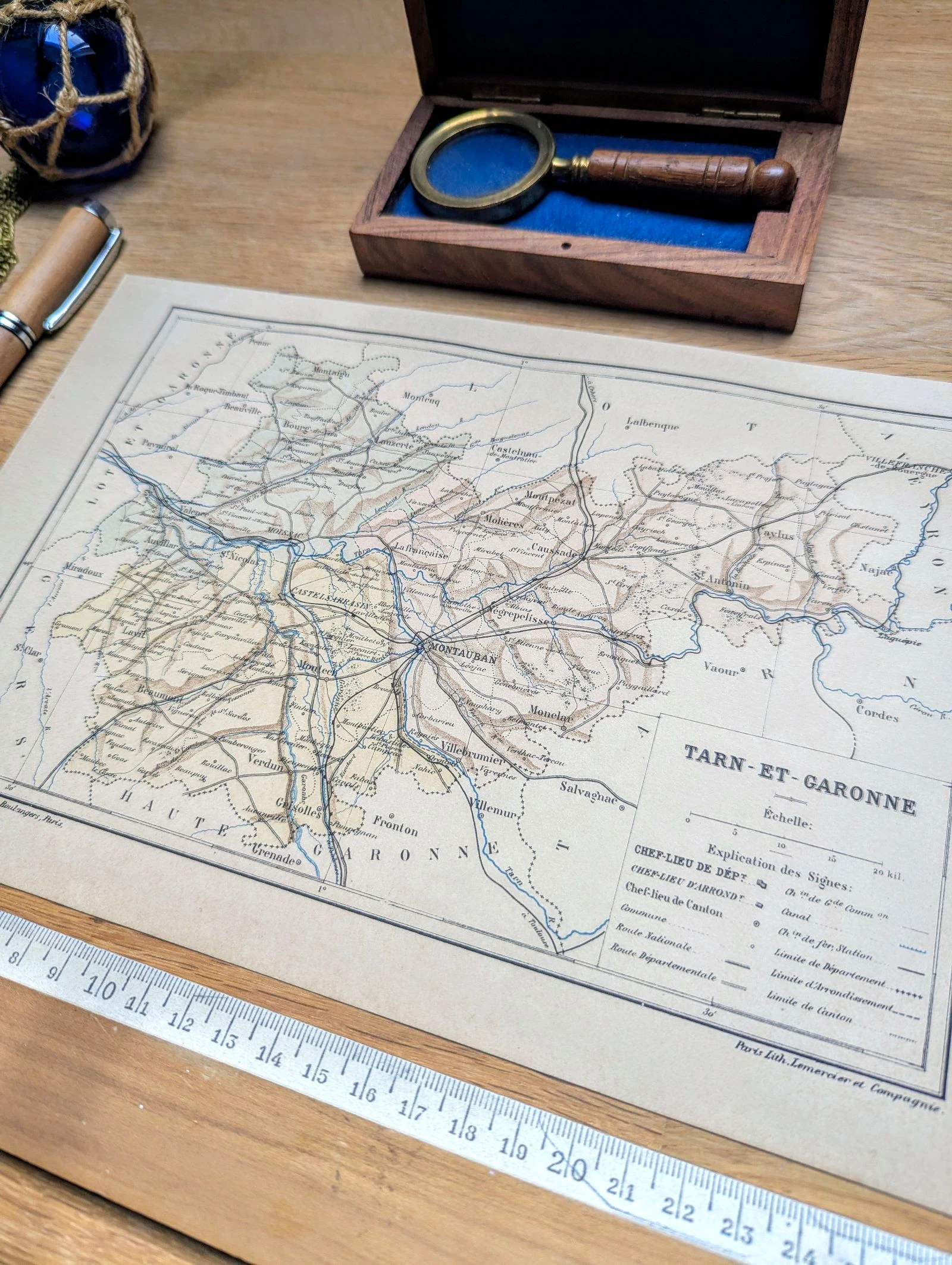 Imprimée en 1889, Tarn-et-Garonne, carte ancienne.